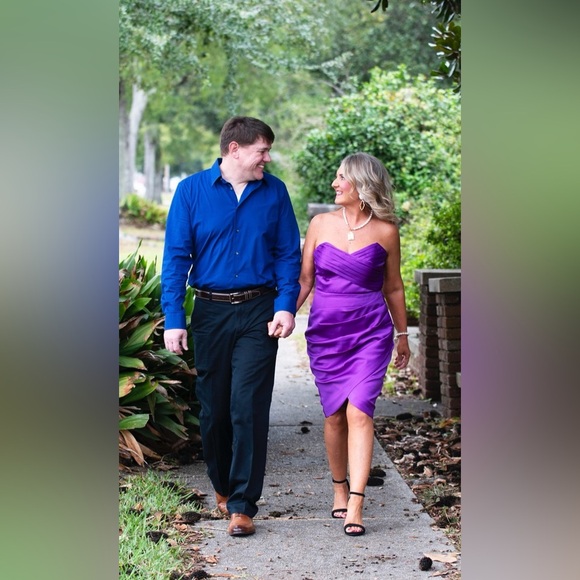 Fate Strapless Purple Ruched Dress Size Large - Picture 3 of 10